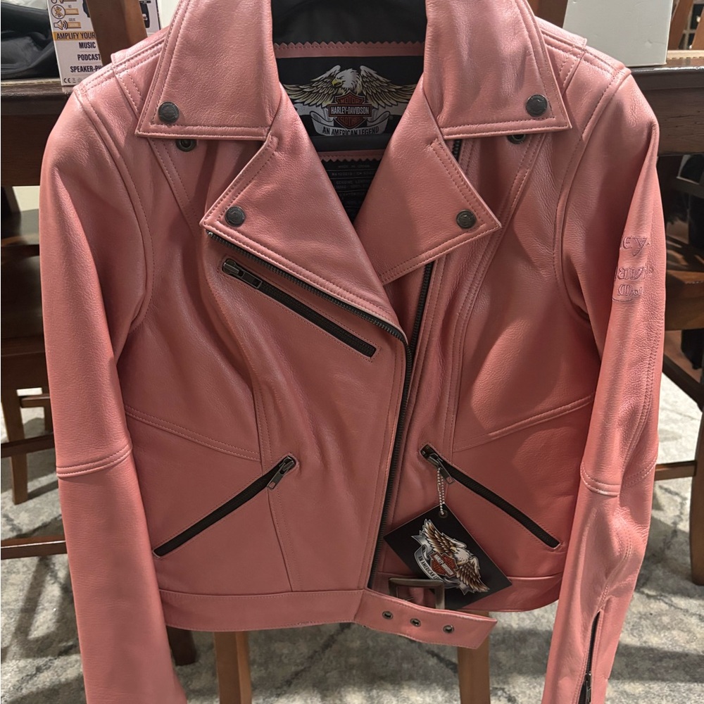 Harley Davidson Pink Genuine Leather Woman Jacket Size S